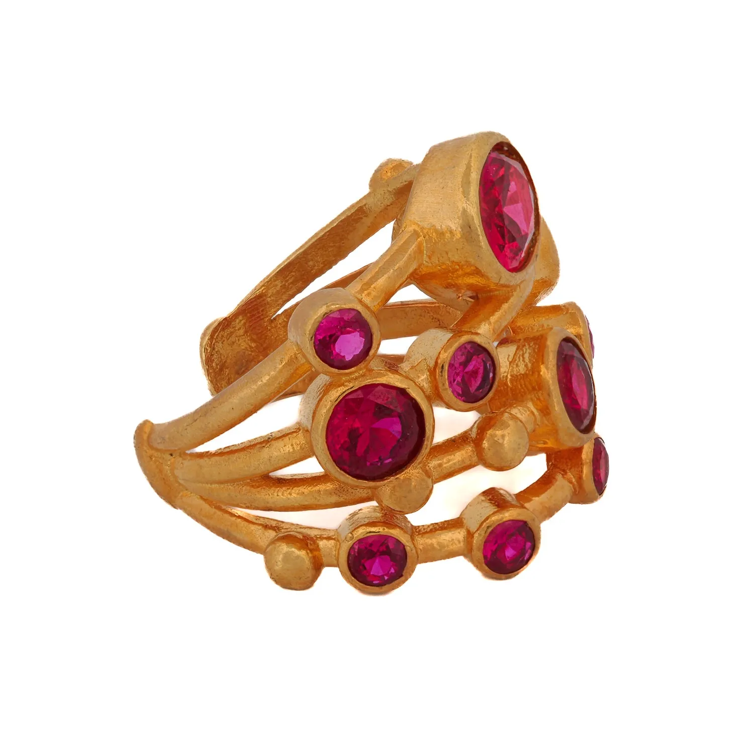 Cleopatra Ruby & Gold Adjustable Statement Ring