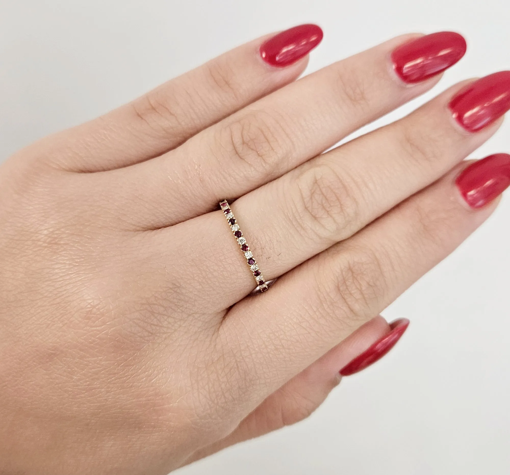 Color Stone and Diamond Band Ring