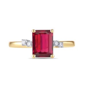 Created Ruby Ring with 0.07ct of Diamonds in 9ct Yellow Gold