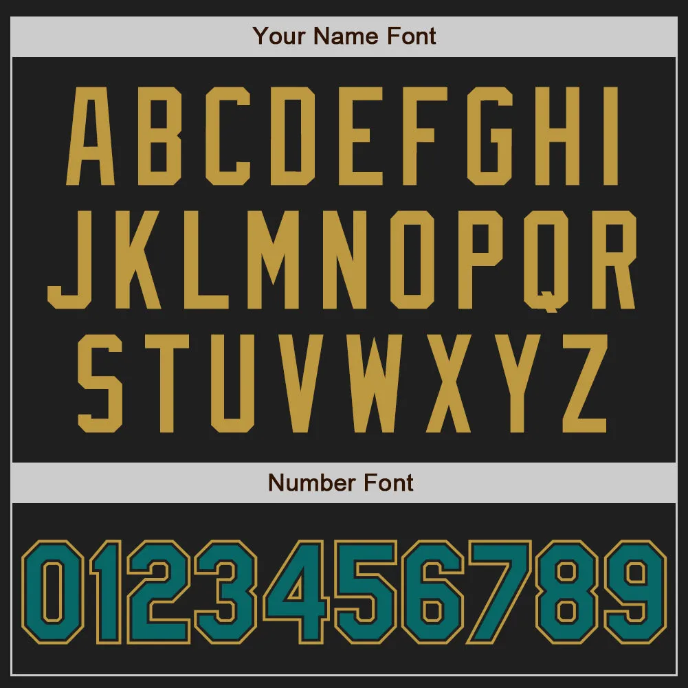 Custom Black Teal-Old Gold Authentic Two Tone Baseball Jersey