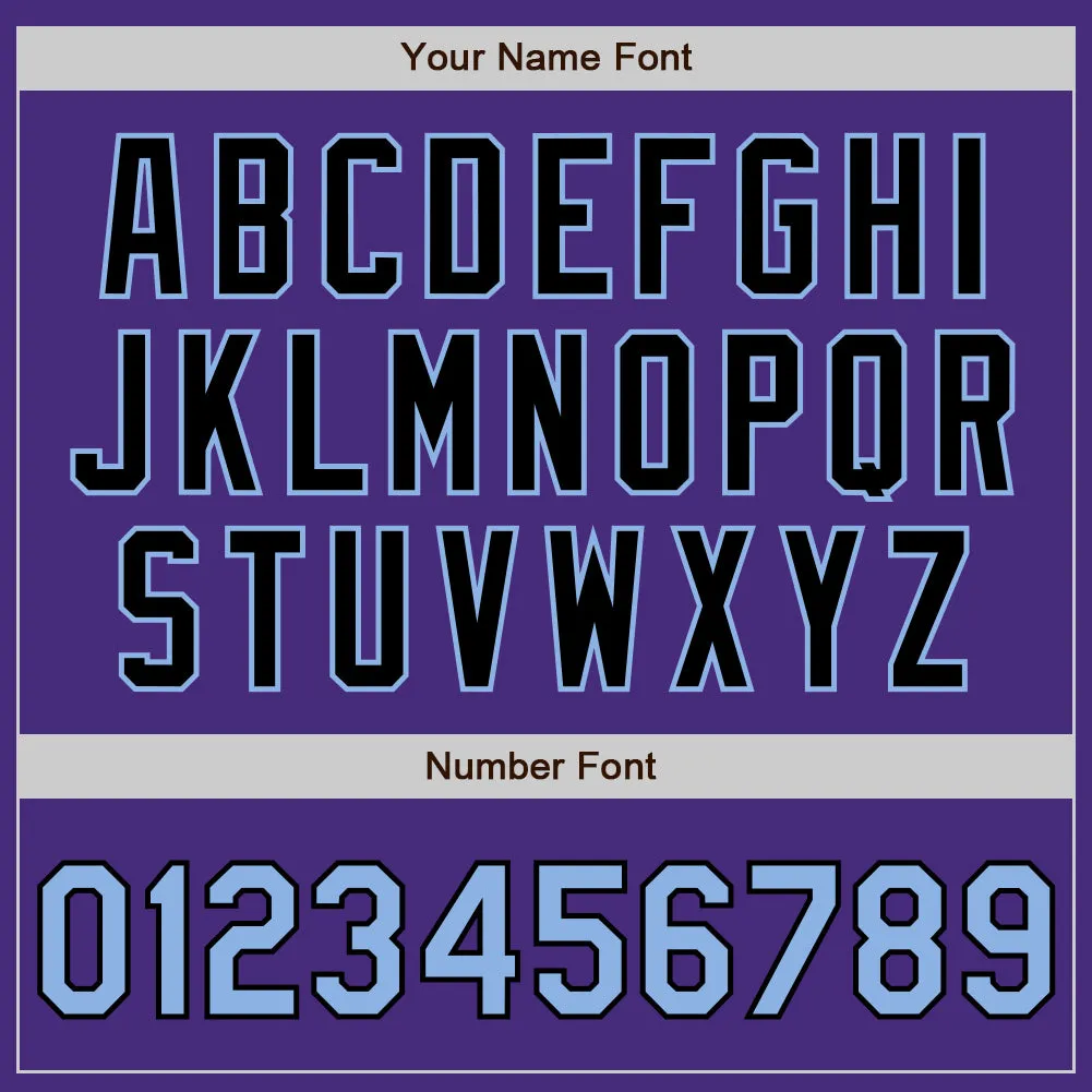 Custom Purple Light Blue-Black Authentic Two Tone Baseball Jersey