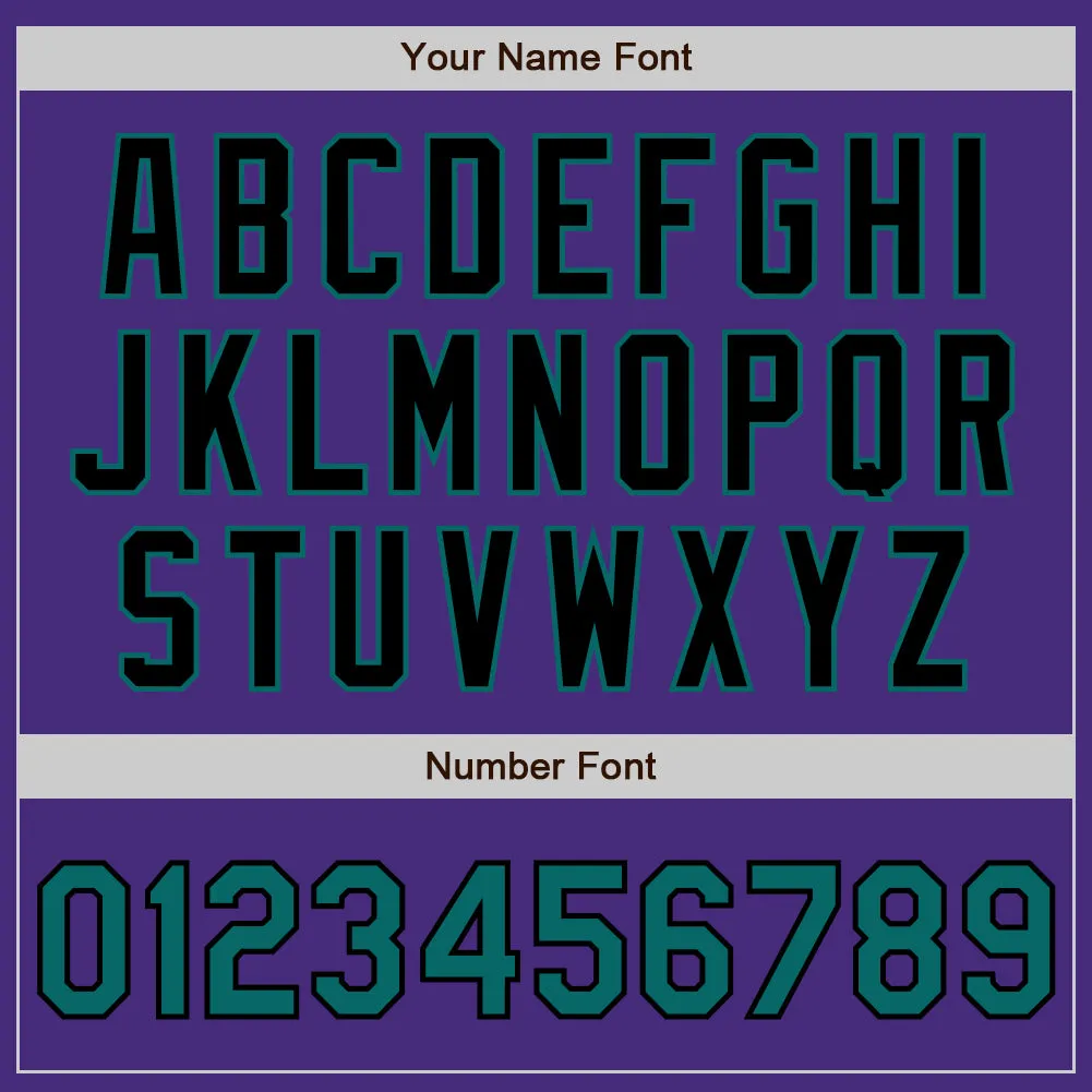 Custom Purple Teal-Black Authentic Two Tone Baseball Jersey