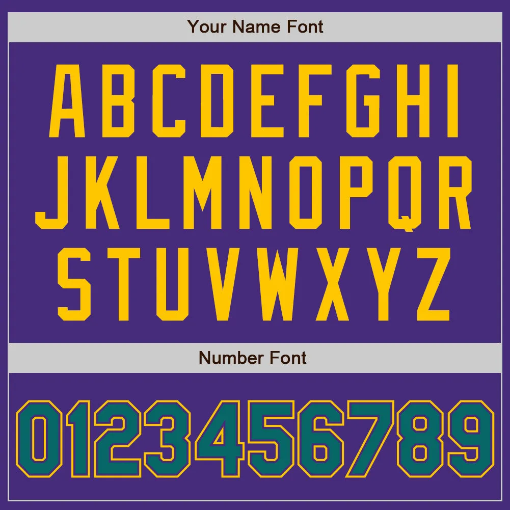 Custom Purple Teal-Yellow Authentic Two Tone Baseball Jersey