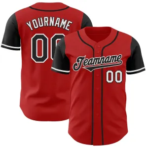 Custom Red Black-White Authentic Two Tone Baseball Jersey