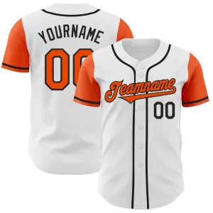 Custom White Orange-Black Authentic Two Tone Baseball Jersey