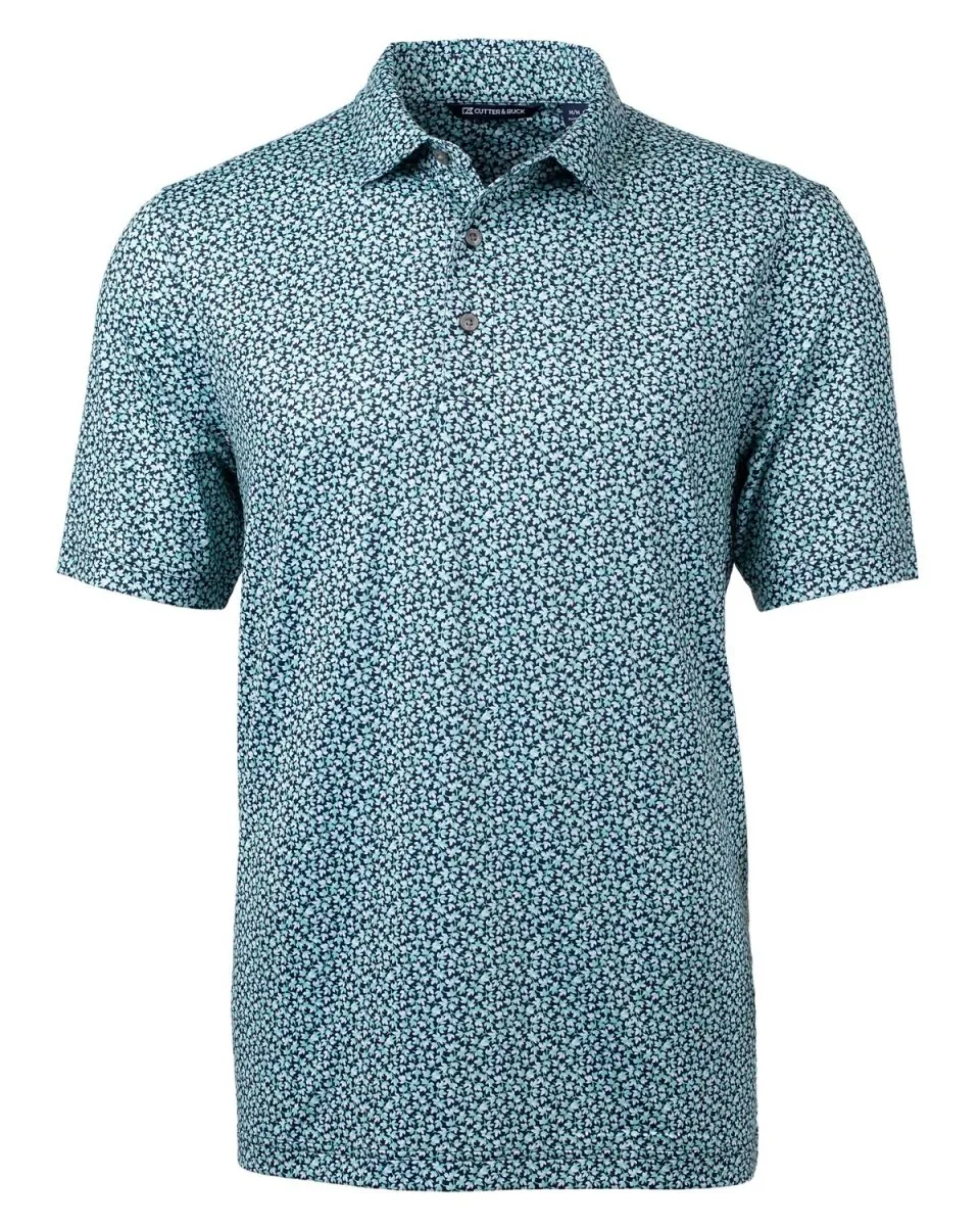 Cutter & Buck Men's Pike Magnolia Print Stretch  Polo