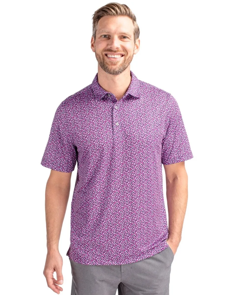 Cutter & Buck Men's Pike Magnolia Print Stretch  Polo