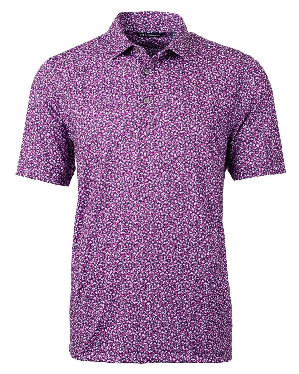 Cutter & Buck Men's Pike Magnolia Print Stretch  Polo