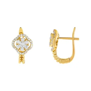 CZ Flower X Beaded Hoop Earring