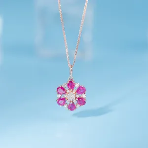 Diamond and Ruby Flower Pendant (Pendant Only)