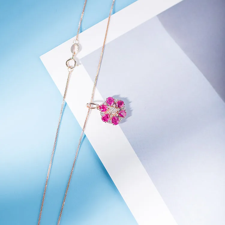 Diamond and Ruby Flower Pendant (Pendant Only)