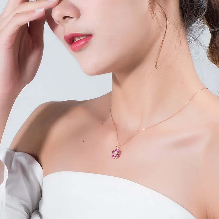 Diamond and Ruby Flower Pendant (Pendant Only)