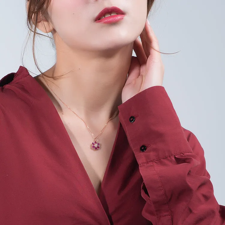 Diamond and Ruby Flower Pendant (Pendant Only)