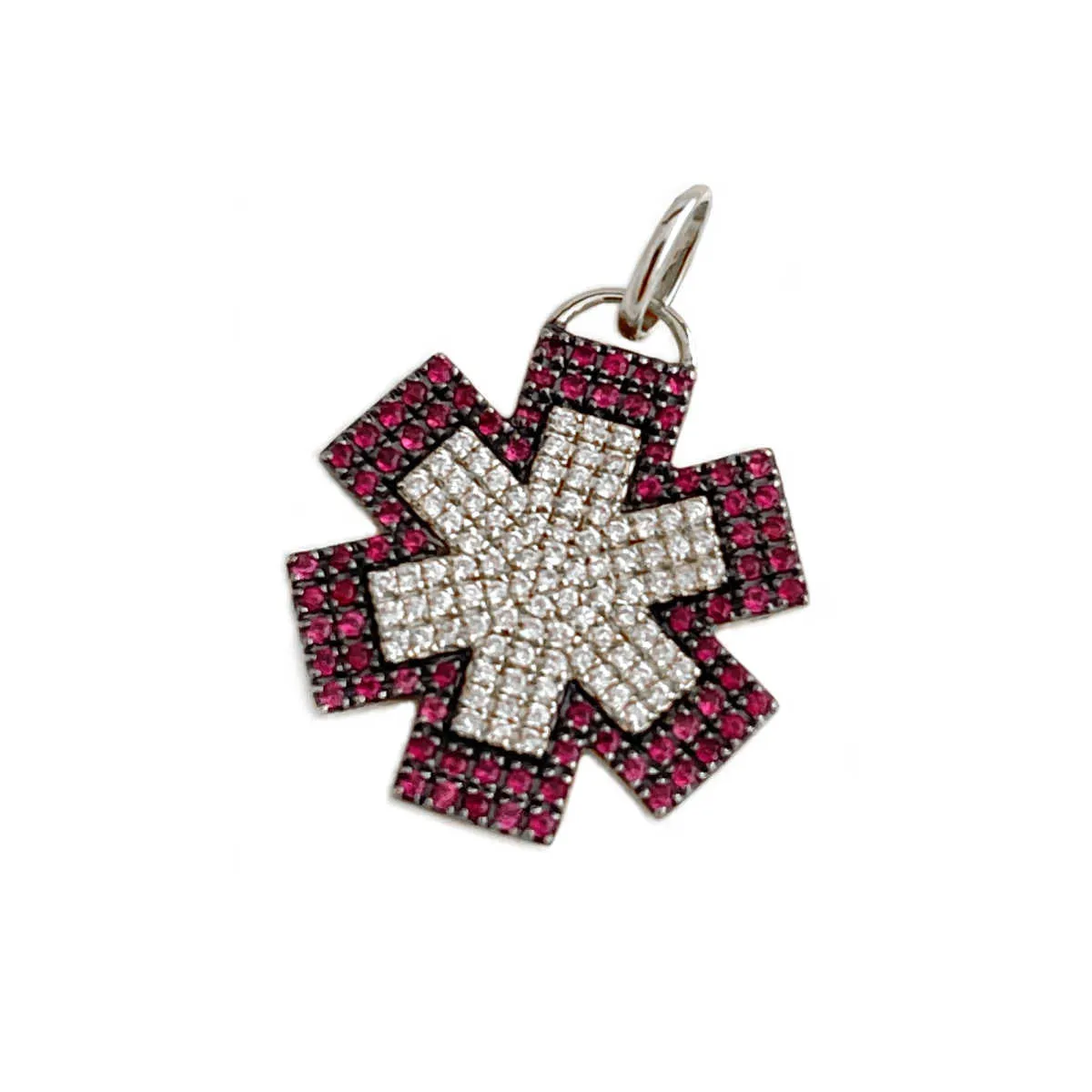 Diamond Medical ID Necklace in White Gold with Ruby
