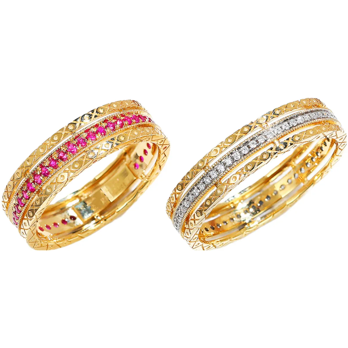 Diamond or Ruby Emerald Full Eternity Ring
