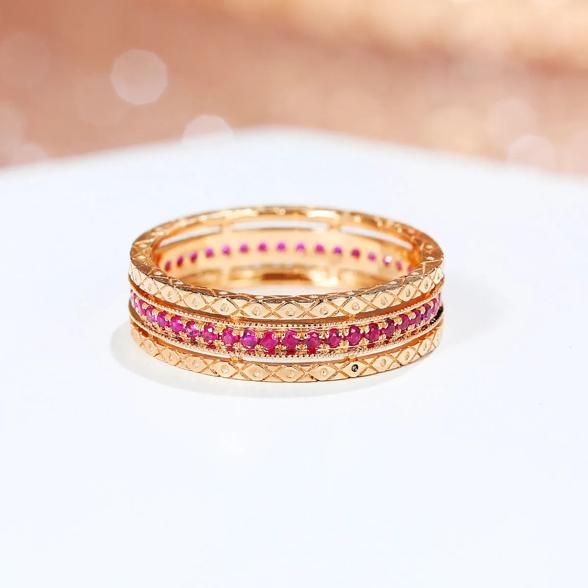 Diamond or Ruby Emerald Full Eternity Ring