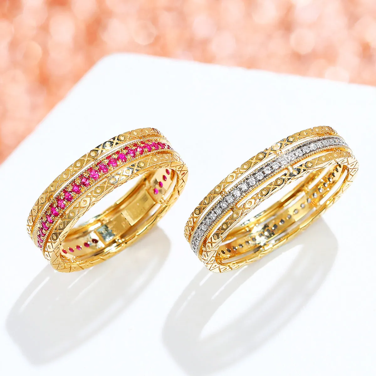 Diamond or Ruby Emerald Full Eternity Ring