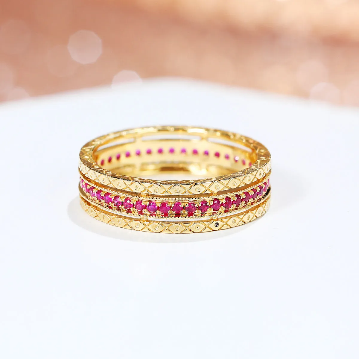 Diamond or Ruby Emerald Full Eternity Ring