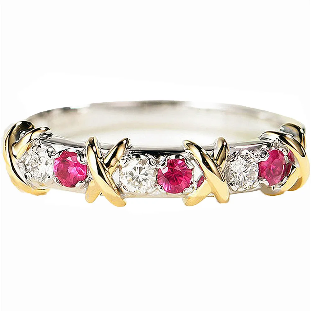 Diamond Ruby X Eternity Wedding Ring