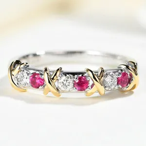 Diamond Ruby X Eternity Wedding Ring
