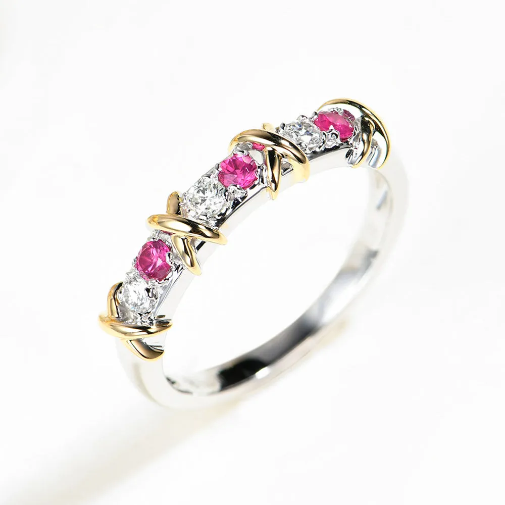 Diamond Ruby X Eternity Wedding Ring