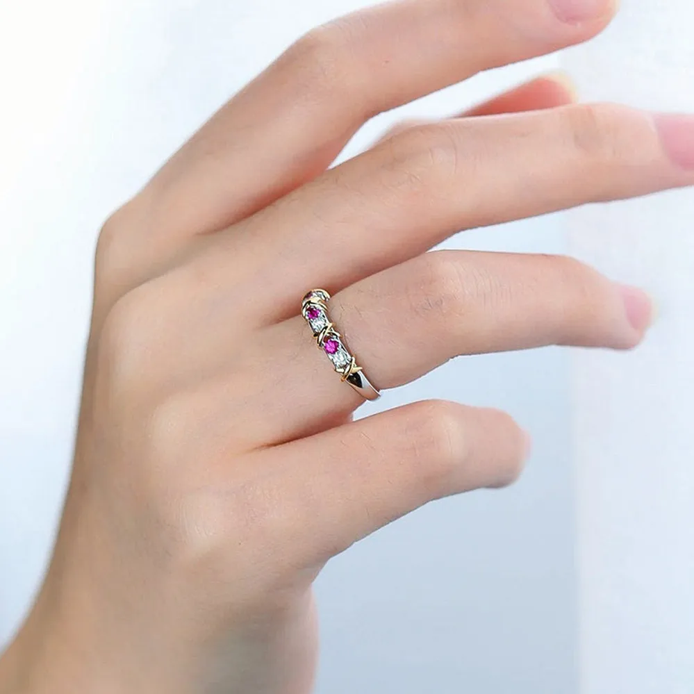 Diamond Ruby X Eternity Wedding Ring