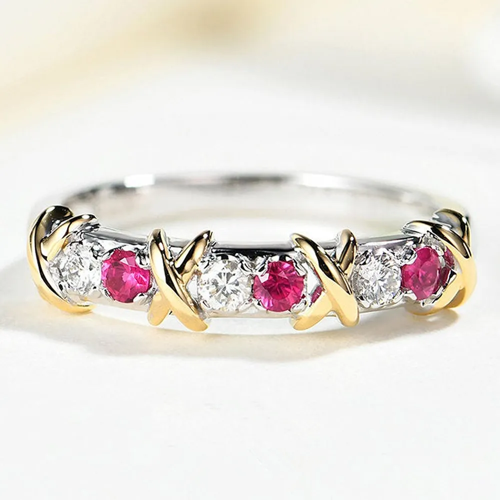 Diamond Ruby X Eternity Wedding Ring