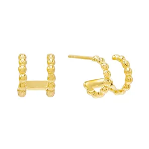 Double Row Beaded Huggie Earring