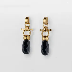 Droplette - Snaffle Horse Bit and Black Onyx 14K Gold on Sterling Silver Earring