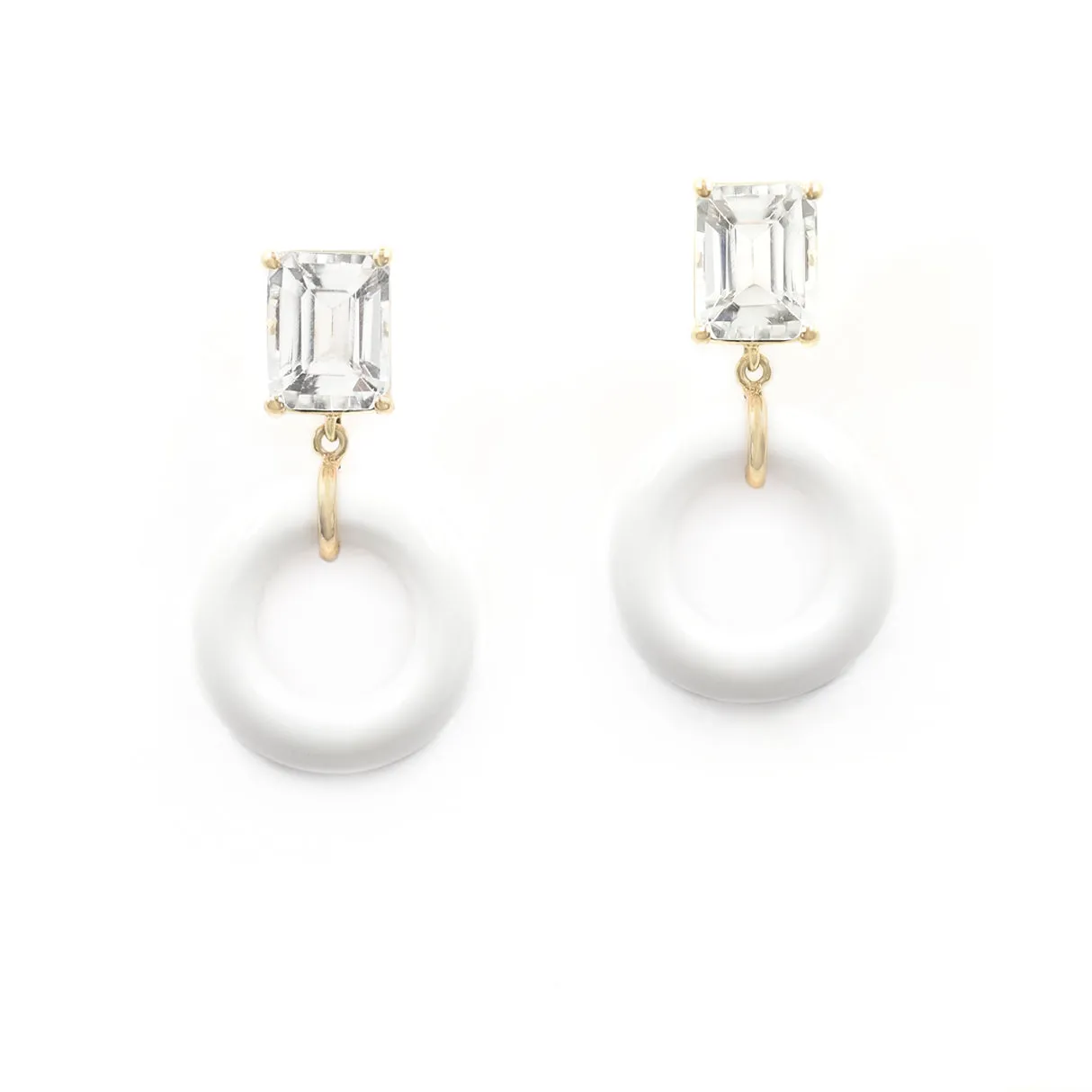 Emerald Cut Powdered Munchkin Drop Earrings