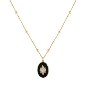 Enamel Starburst Locket Beaded Necklace