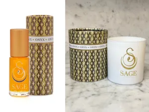 ESSENTIALS ~ ONYX Perfume Oil Concentrate Roll-On and Candle Gift Set by Sage