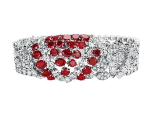 Exquisite 1960's Ruby and Diamond Bracelet in 18kt White Gold