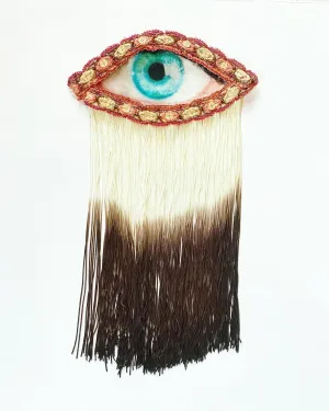 Eye Appliqué with Cream/Brown Ombre Fringe