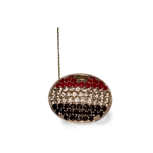 Fabulous 14K White Gold Sapphire Ruby Topaz American Flag Pendant Necklace