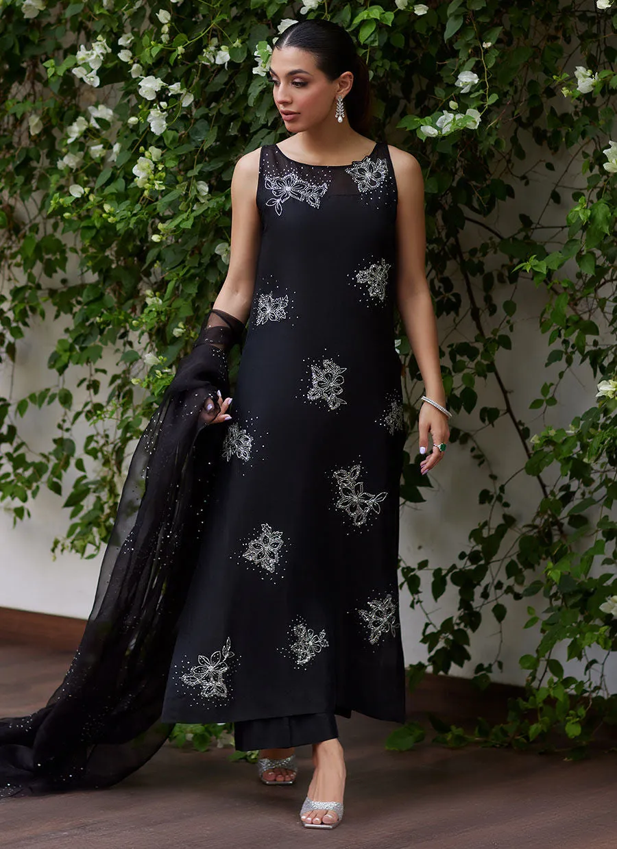 Farah Talib Aziz FTA Organza Embroidered 3 Pcs Unstithced LEV ONYX