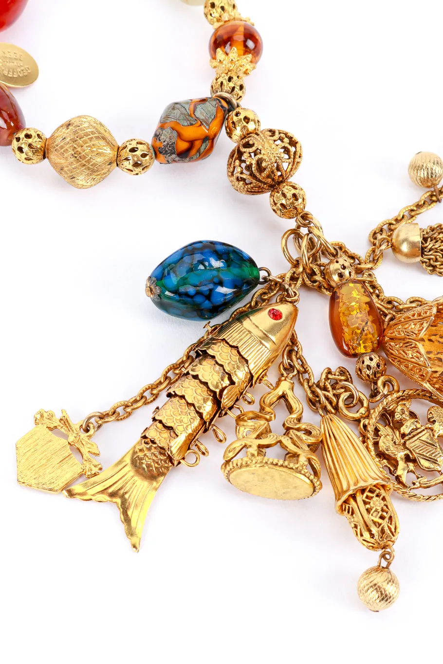 Filigree Beaded Drop Charm Bracelet
