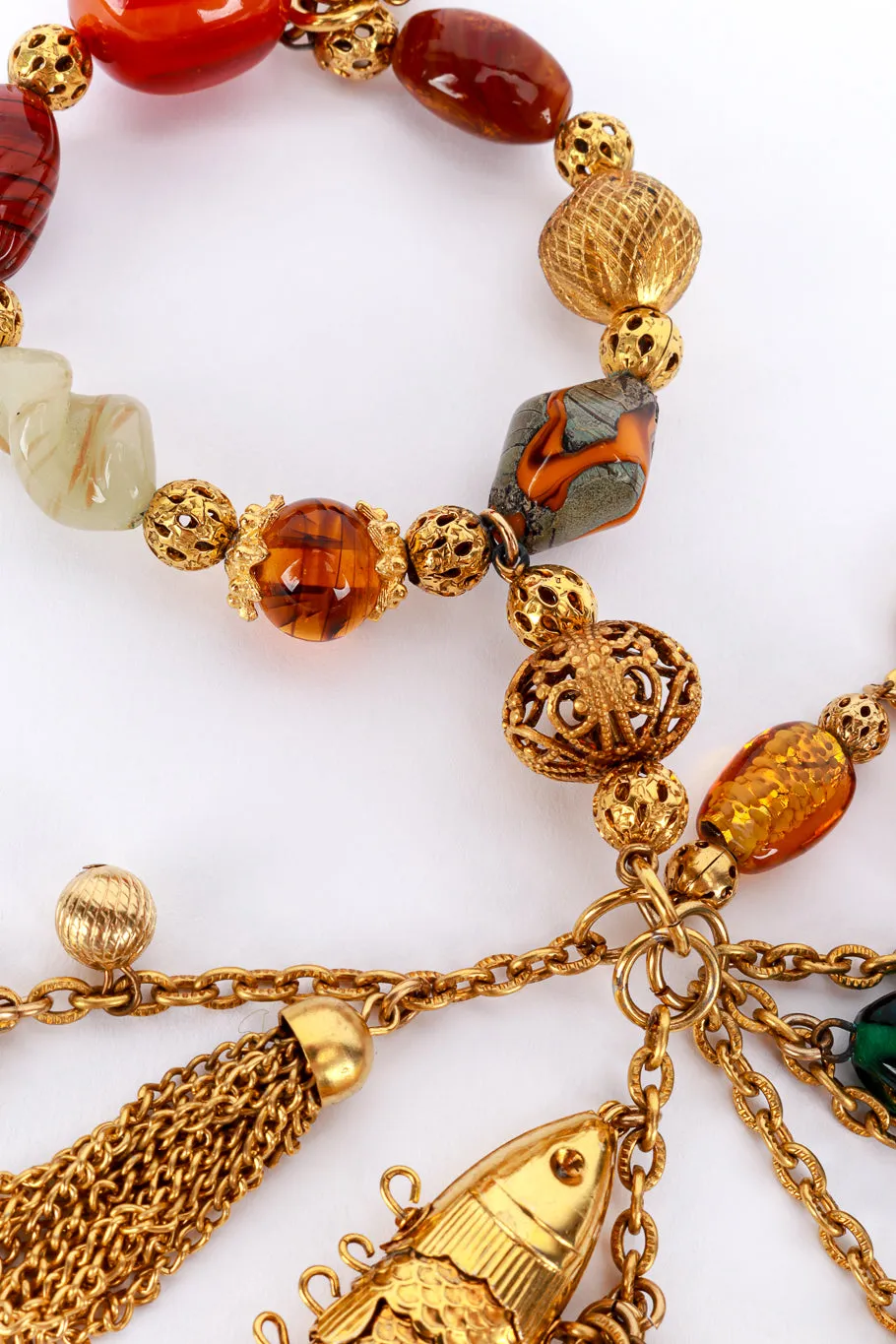 Filigree Beaded Drop Charm Bracelet