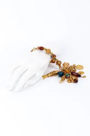 Filigree Beaded Drop Charm Bracelet