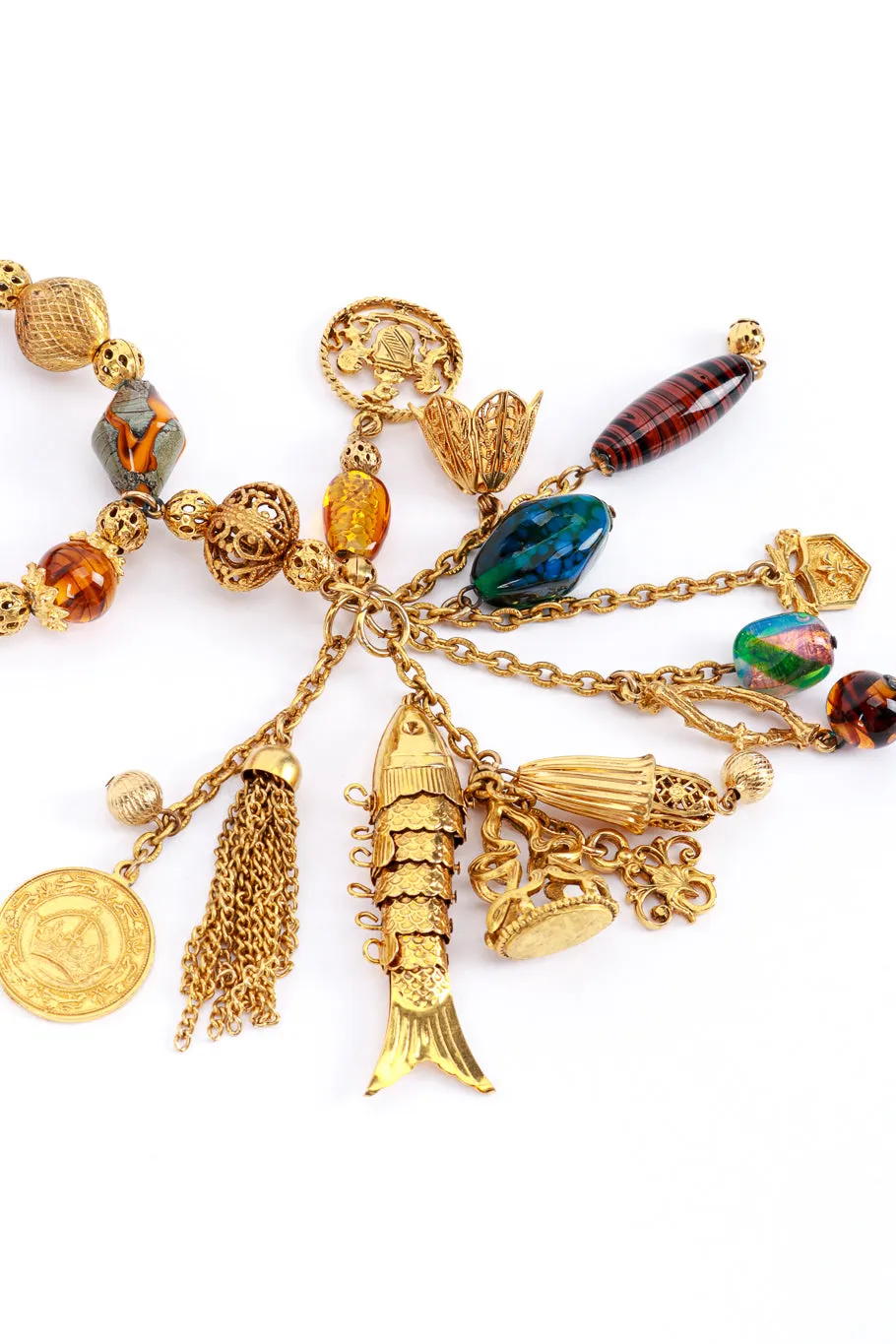 Filigree Beaded Drop Charm Bracelet