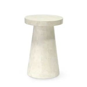 Foley Stone Outdoor Side Table Tall White