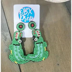Gators Crocodile Seed Beaded Drop Earrings.