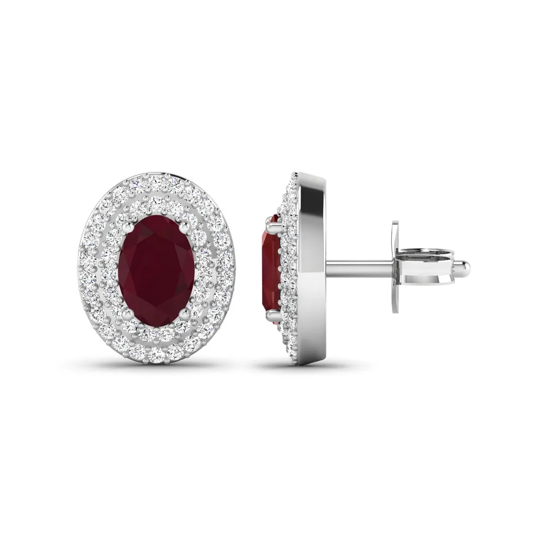 Genuine Ruby and Diamond Studs