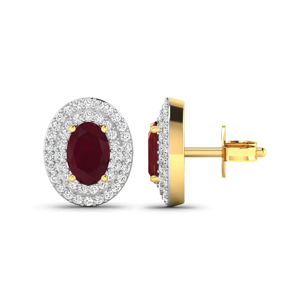 Genuine Ruby and Diamond Studs