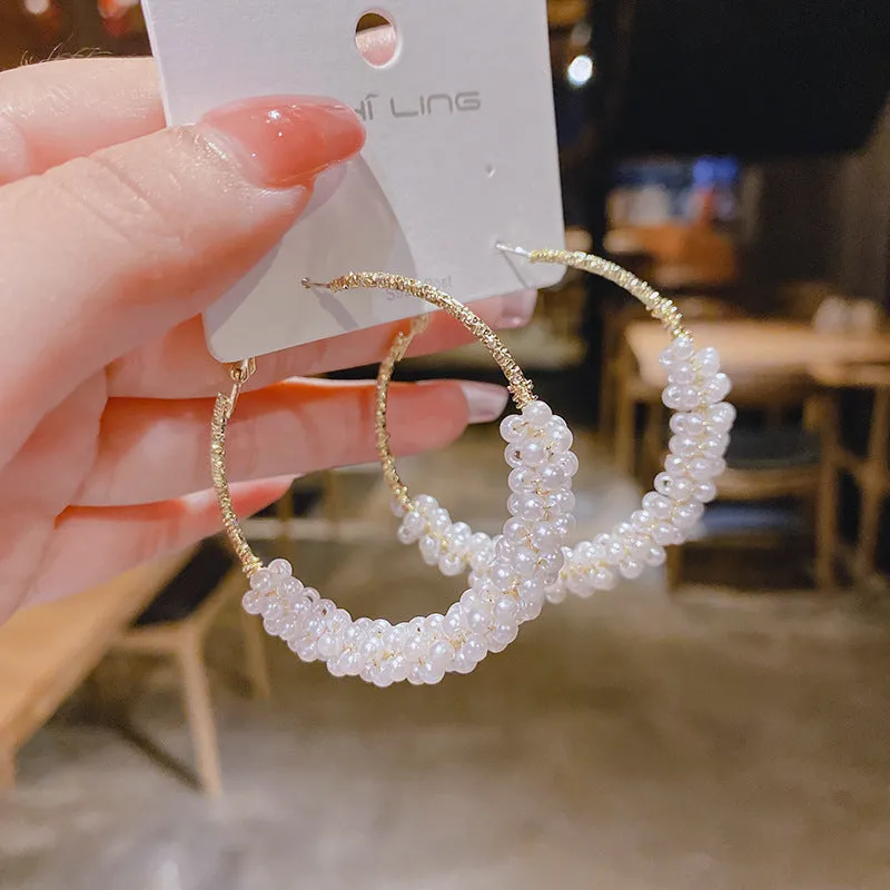 Glitter Beaded Hoop Earrings