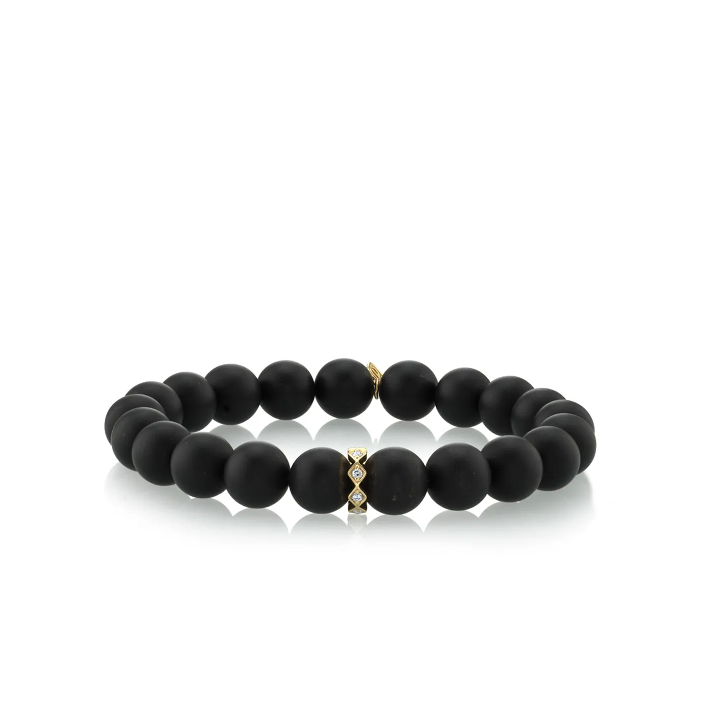 Gold & Diamond Eternity Rondelle on Matte Onyx