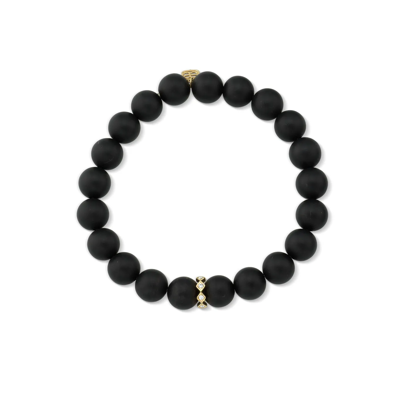 Gold & Diamond Eternity Rondelle on Matte Onyx