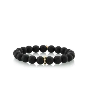 Gold & Diamond Eternity Rondelle on Matte Onyx