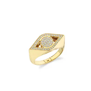 Gold & Diamond Large Eye Signet Ring