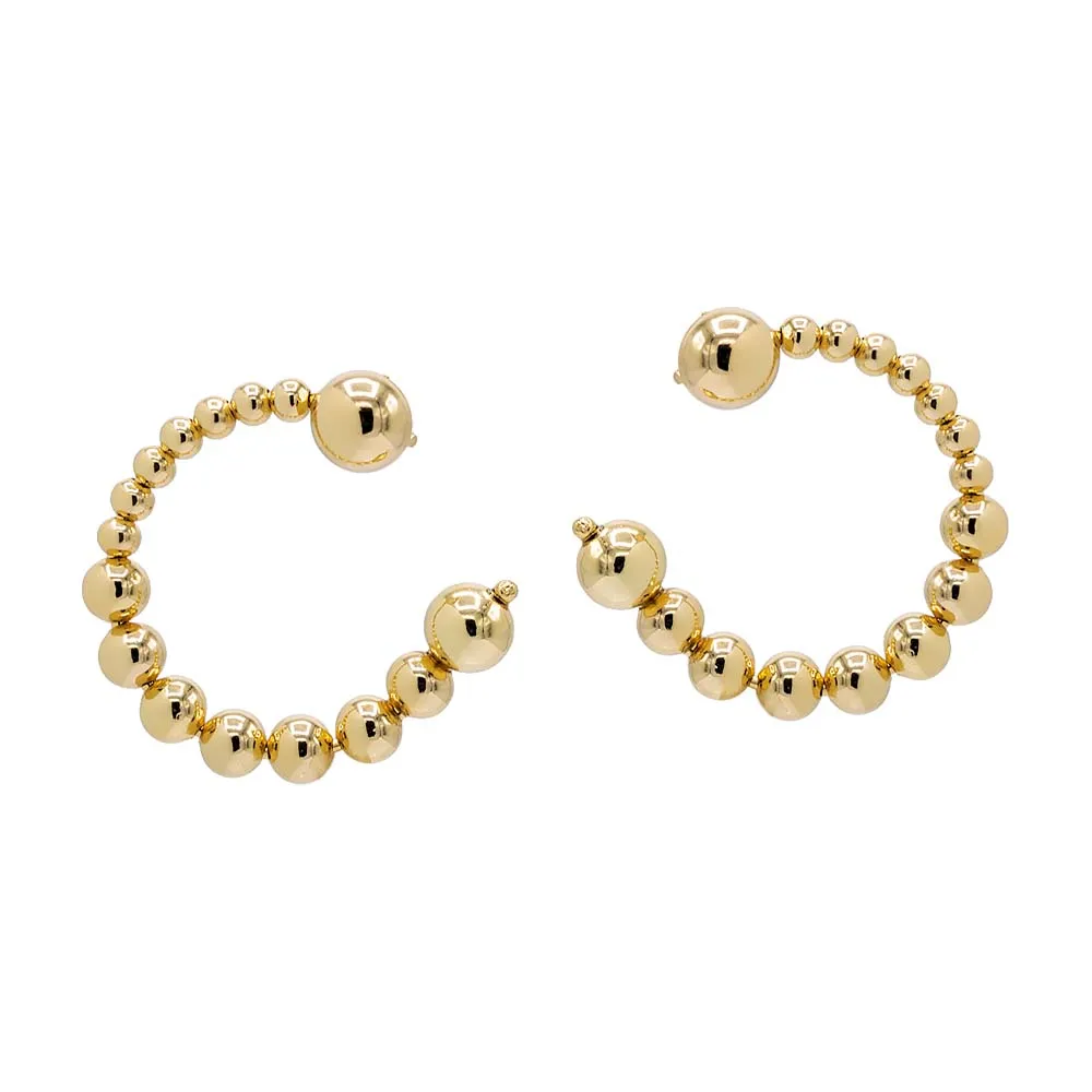 Gold Filled Solid Beaded Ball Loop Stud Earring